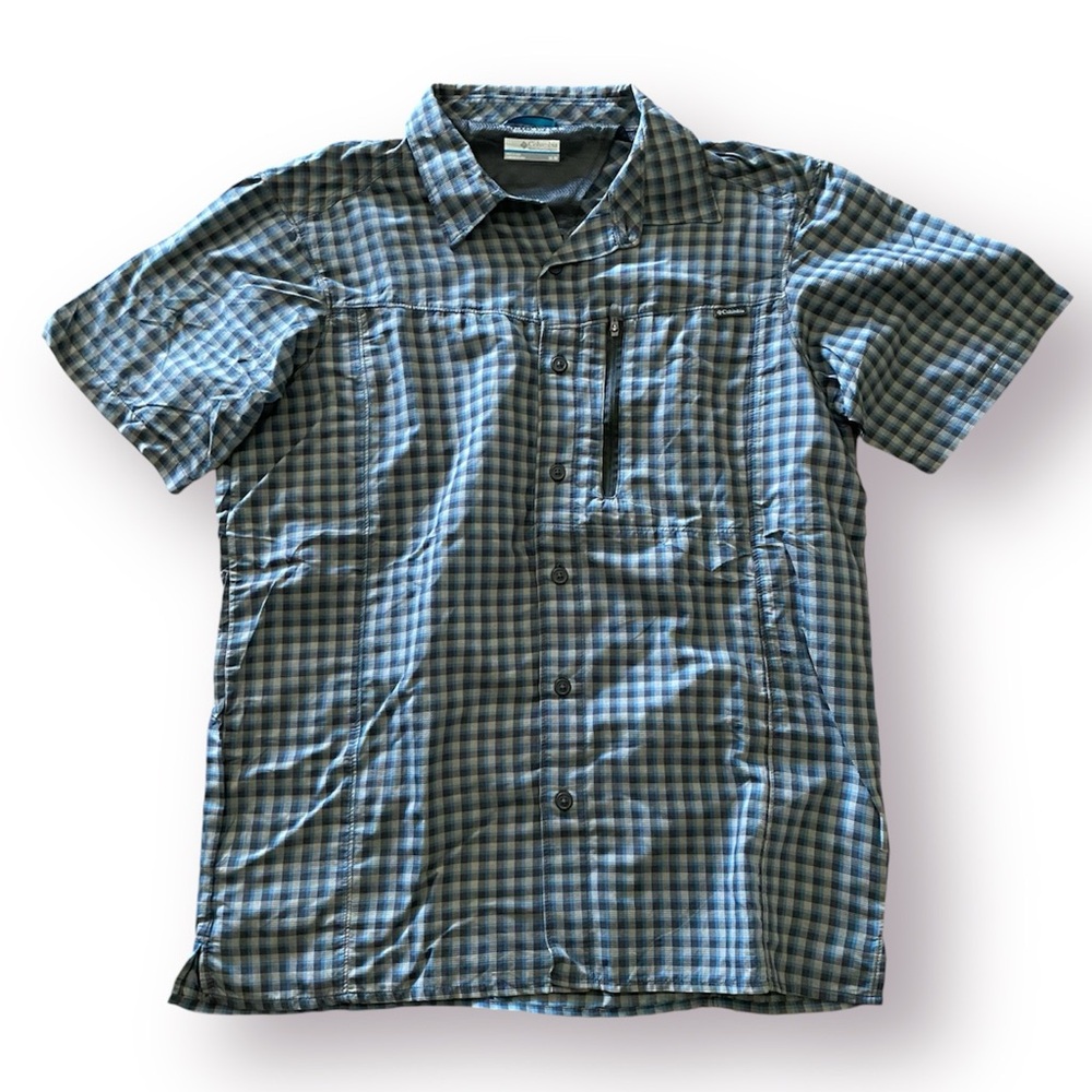 Columbia Men's Silver Ridge Plaid Short Sleeve Shirt blue sz medium
